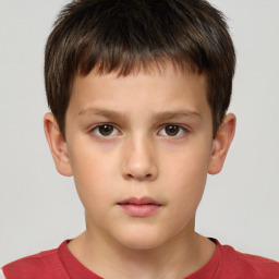 Neutral white child male with short  brown hair and brown eyes