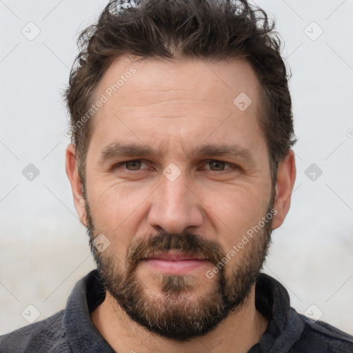 Neutral white adult male with short  brown hair and brown eyes