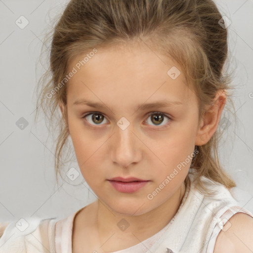 Neutral white child female with medium  brown hair and brown eyes