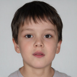 Neutral white child male with short  brown hair and brown eyes