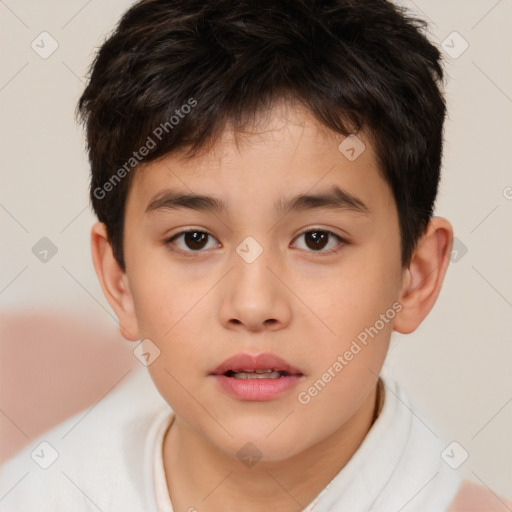 Neutral white child male with short  brown hair and brown eyes