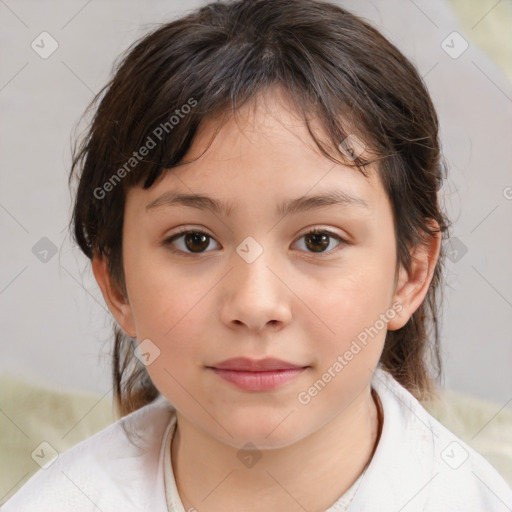 Neutral white child female with medium  brown hair and brown eyes