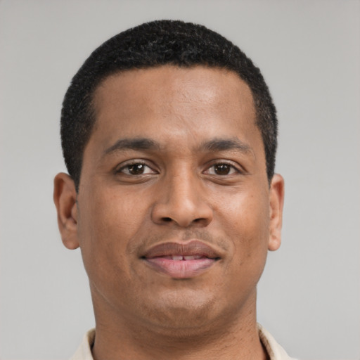 Neutral latino young-adult male with short  brown hair and brown eyes