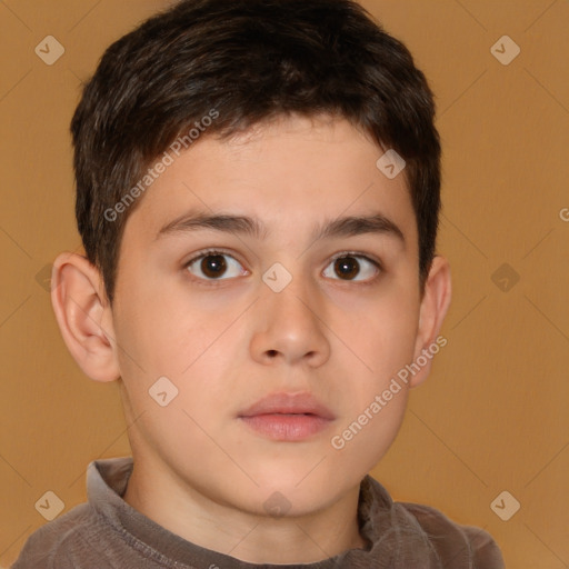 Neutral white child male with short  brown hair and brown eyes