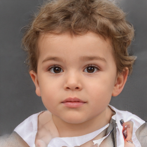 Neutral white child male with short  brown hair and brown eyes