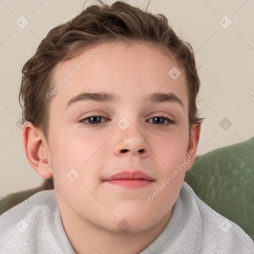 Neutral white child male with short  brown hair and brown eyes