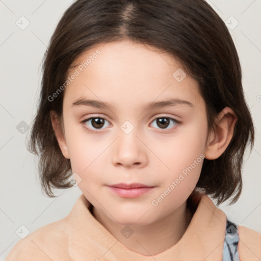 Neutral white child female with medium  brown hair and brown eyes