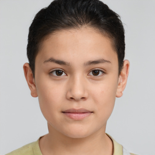 Neutral white young-adult female with short  brown hair and brown eyes