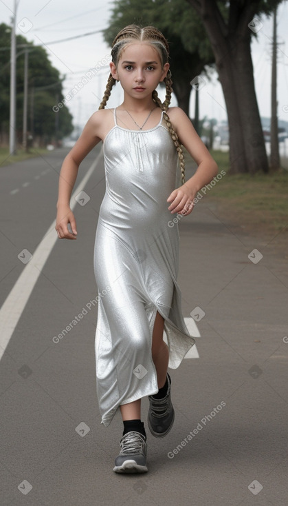 Uruguayan child girl with  white hair