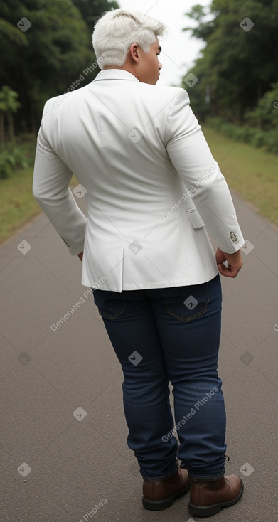 Thai teenager boy with  white hair