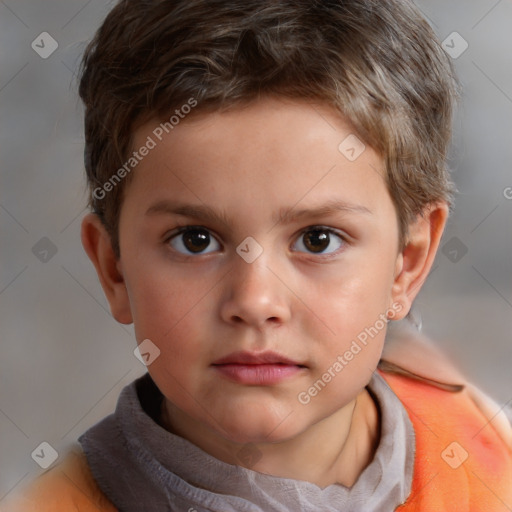 Neutral white child male with short  brown hair and brown eyes