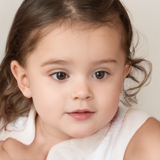 Neutral white child female with medium  brown hair and brown eyes