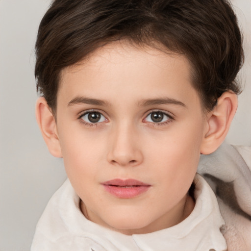 Neutral white child female with medium  brown hair and brown eyes