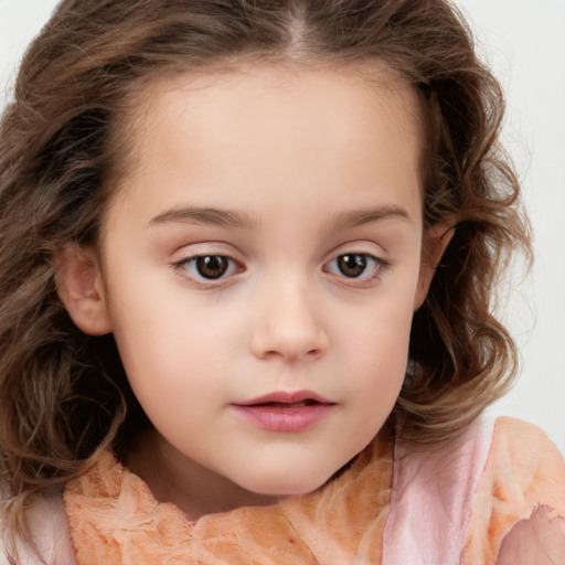 Neutral white child female with medium  brown hair and brown eyes