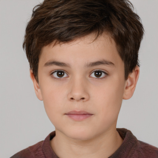 Neutral white child male with short  brown hair and brown eyes