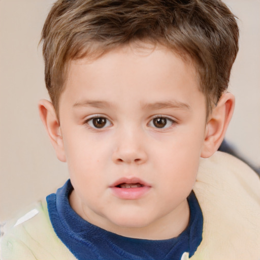 Neutral white child male with short  brown hair and brown eyes