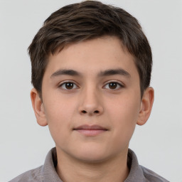 Neutral white child male with short  brown hair and brown eyes