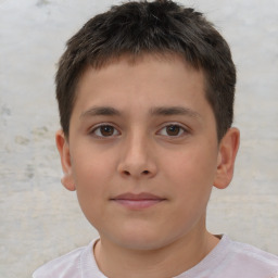 Neutral white child male with short  brown hair and brown eyes