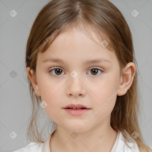 Neutral white child female with medium  brown hair and brown eyes