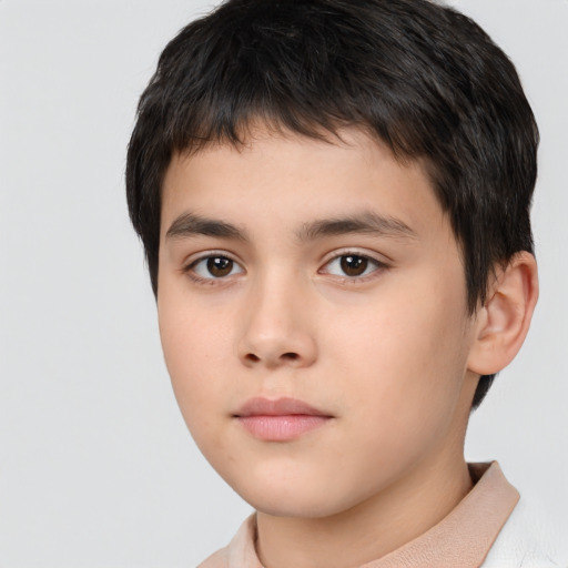 Neutral white child male with short  brown hair and brown eyes