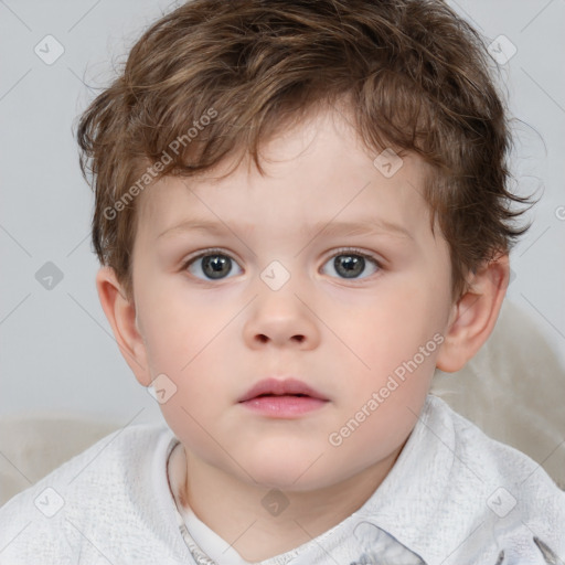 Neutral white child male with short  brown hair and brown eyes