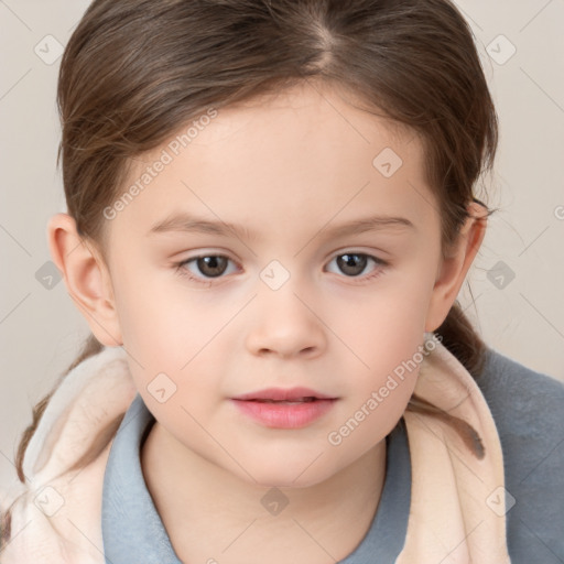 Neutral white child female with medium  brown hair and brown eyes