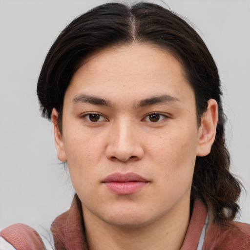 Neutral white young-adult male with medium  brown hair and brown eyes