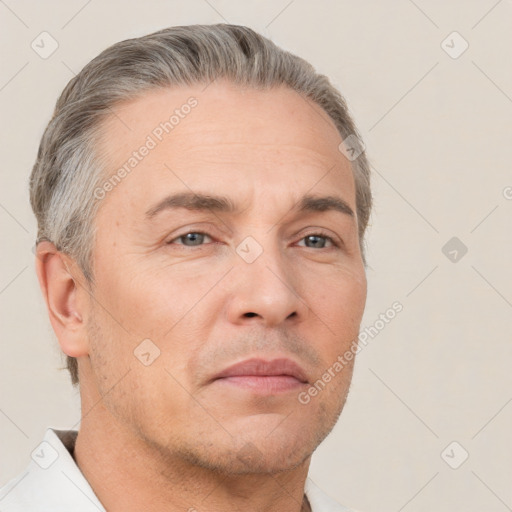 Neutral white adult male with short  brown hair and brown eyes