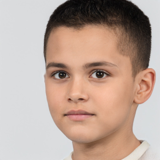 Neutral white child male with short  brown hair and brown eyes