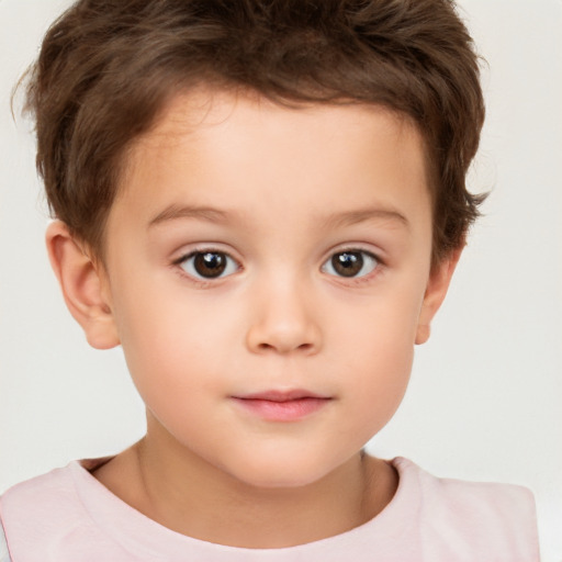 Neutral white child male with short  brown hair and brown eyes