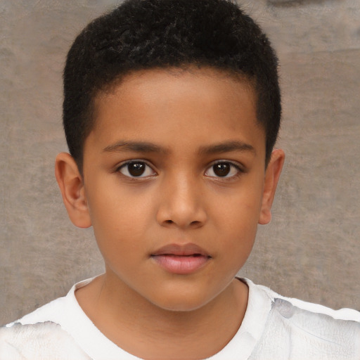 Neutral black child female with short  brown hair and brown eyes