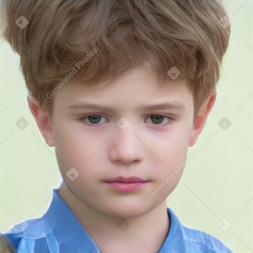 Neutral white child male with short  brown hair and brown eyes