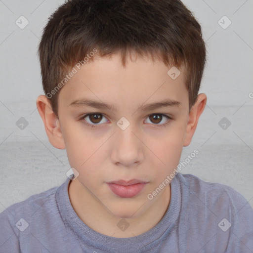 Neutral white child male with short  brown hair and brown eyes