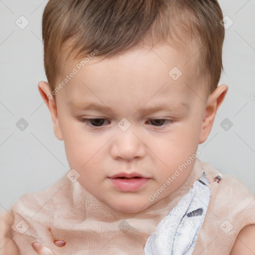 Neutral white child male with short  brown hair and brown eyes