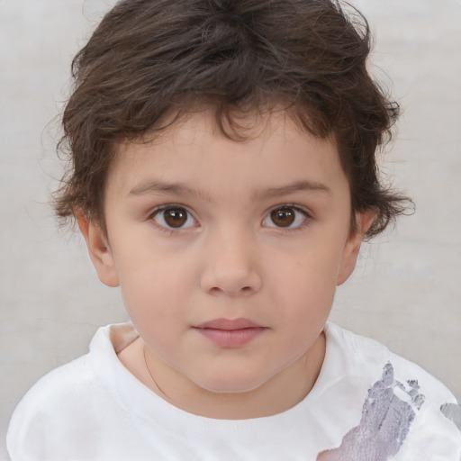 Neutral white child female with short  brown hair and brown eyes