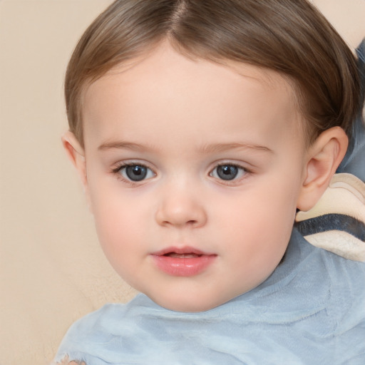 Neutral white child female with short  brown hair and brown eyes