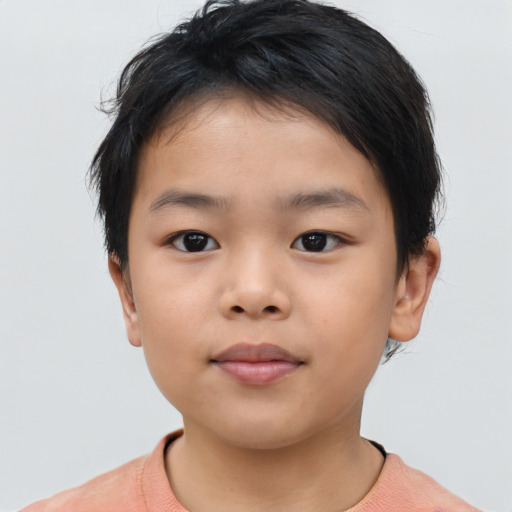 Neutral asian child female with short  brown hair and brown eyes