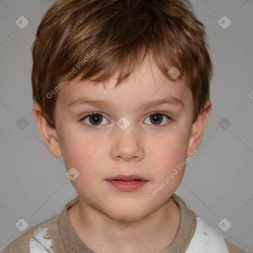 Neutral white child male with short  brown hair and brown eyes