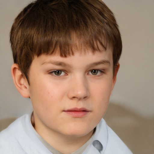 Neutral white child male with short  brown hair and brown eyes