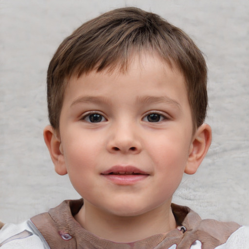 Neutral white child male with short  brown hair and brown eyes