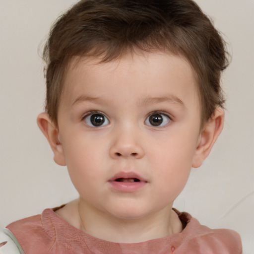 Neutral white child male with short  brown hair and brown eyes