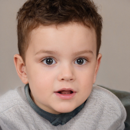 Neutral white child male with short  brown hair and brown eyes