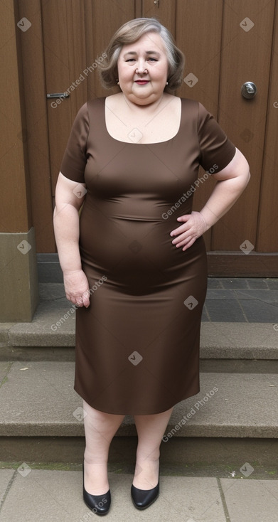 British elderly female with  brown hair