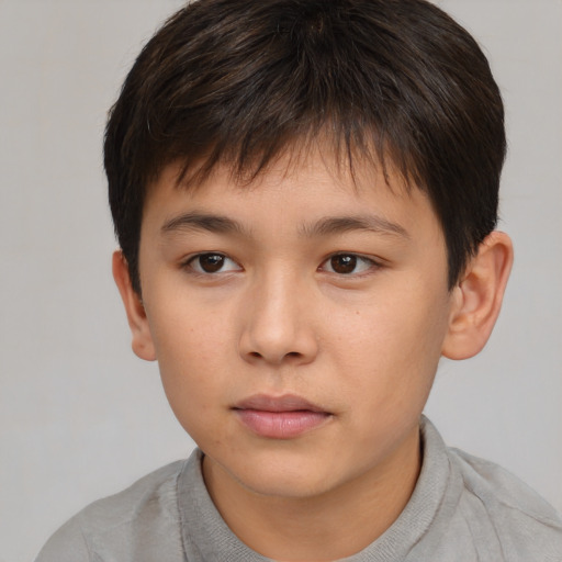 Neutral white child male with short  brown hair and brown eyes