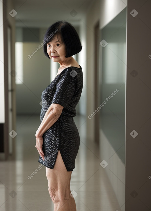 Singaporean elderly female with  black hair