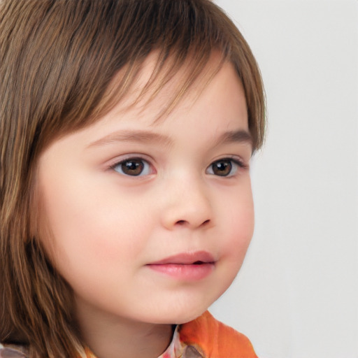 Neutral white child female with short  brown hair and brown eyes