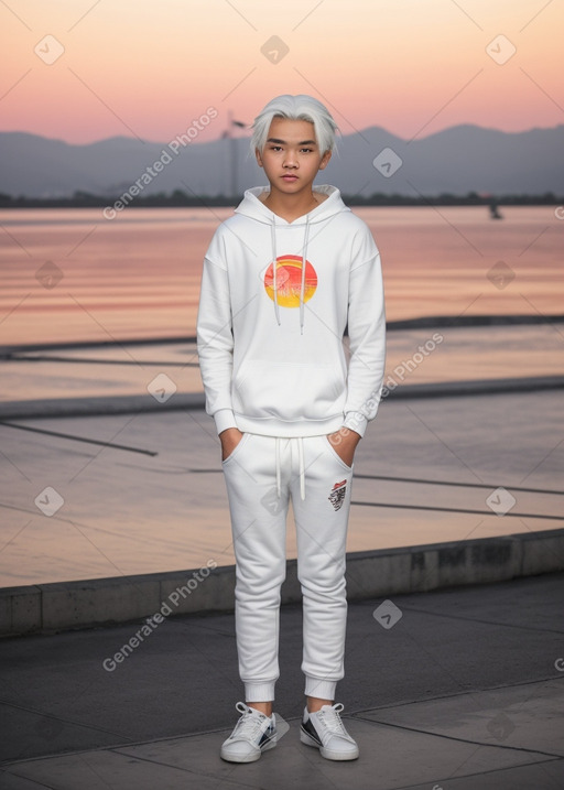 Vietnamese teenager boy with  white hair