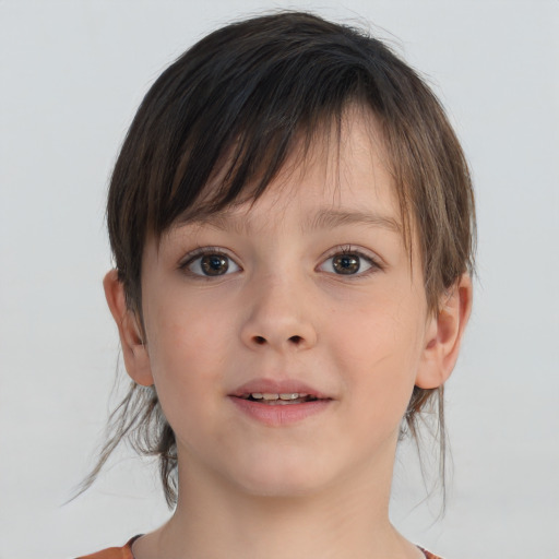 Neutral white child female with medium  brown hair and brown eyes