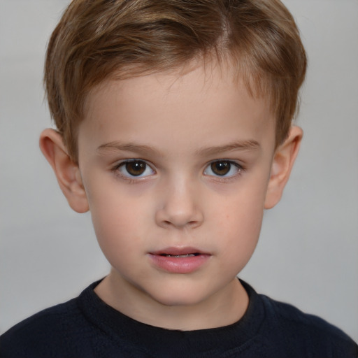 Neutral white child male with short  brown hair and brown eyes