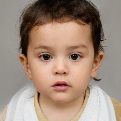 Neutral white child male with medium  brown hair and brown eyes